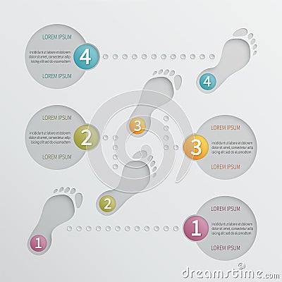 Four steps vector perforated infographic template Vector Illustration