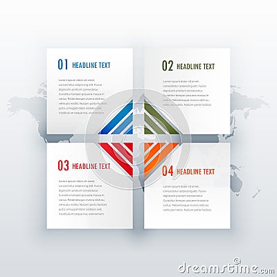 four steps white infograph design for web or workflow layout diagram Vector Illustration