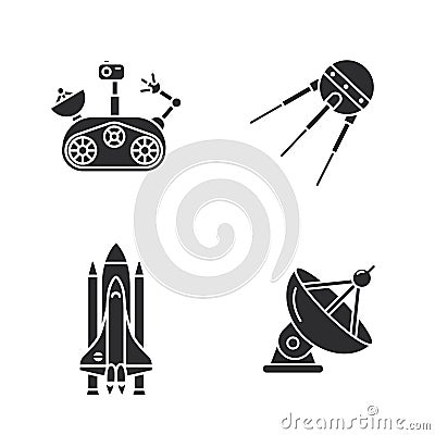 Four stylish space icons Vector Illustration