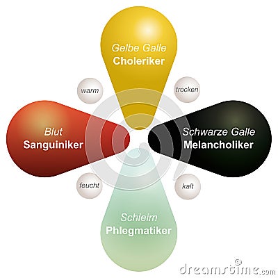 Four Temperaments Humorism German Vector Illustration