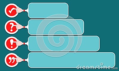 Four text frames for your text width check box, exclamation mark Vector Illustration