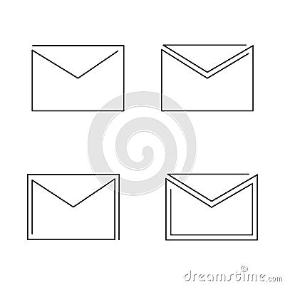 Four thin outline icons of mail Stock Photo