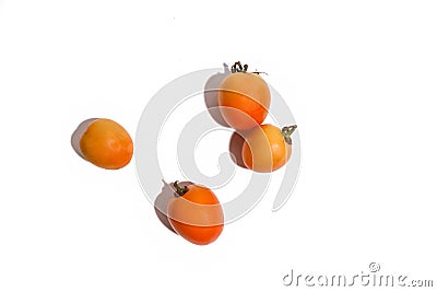 four tomatoes on a white background Stock Photo
