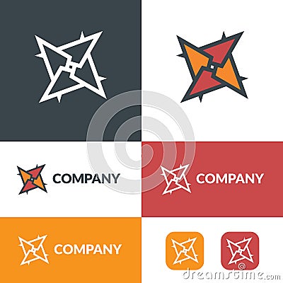 Four flat triangle logo concept for all brands. Vector Illustration