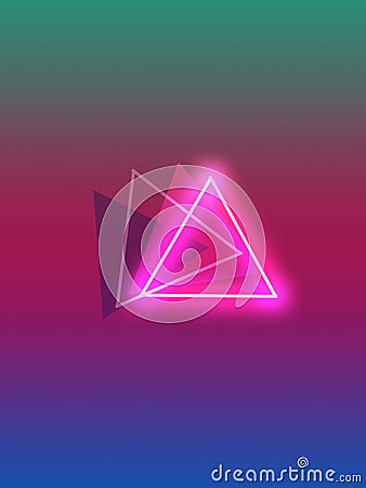 Four triangles with beautiful colours and nice neons Stock Photo