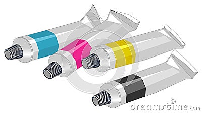 Four tubes of paint Vector Illustration