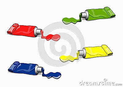 Four tubes of paint Vector Illustration