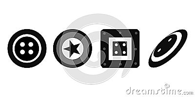 Four types of buttons. Isolated vector illustrations with white backgrounds. Logo, icons, decor, pictures. Vector Illustration