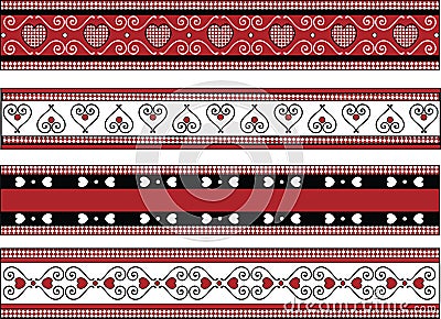 Four Valentine Borders With Gingham Trims Vector Illustration