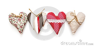 Four valentine hearts on the white background Stock Photo
