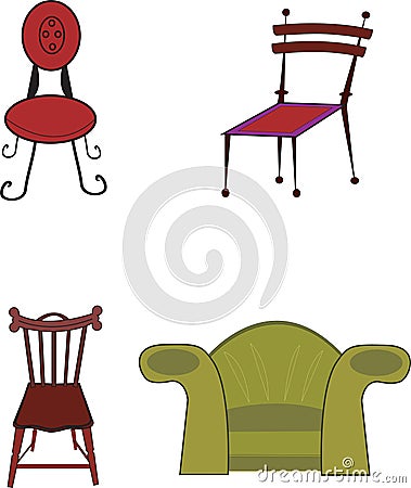 Four vector chairs Vector Illustration