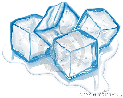 Four vector ice cubes Vector Illustration