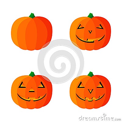 Four vector pumpkin icons for halloween. vector illustration. isolated on white background Vector Illustration