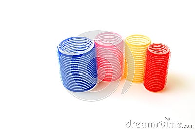 Four Velcro Hair Curlers Stock Photo