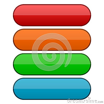 Four Web buttons, glossy empty buttons Vector Illustration
