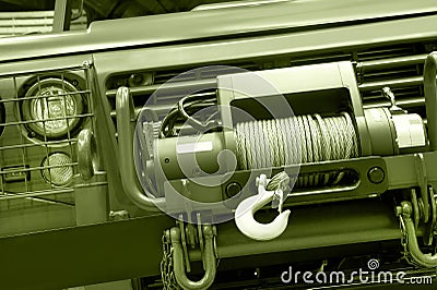 Four wheel drive vehicle chain motor detail Stock Photo