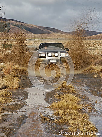 Four wheel driving Stock Photo