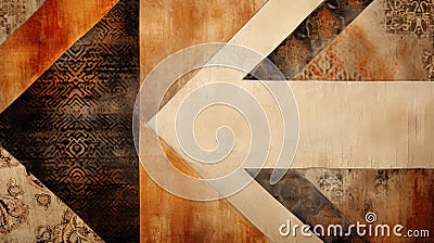 Abstract Wood Textures: A Fusion Of Geometry, Vintage Photography, And Aztec Art Stock Photo