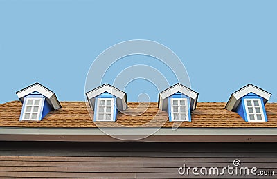 Four windows on top roof Stock Photo