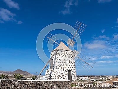 Four wing round windmill on the Canary Island. Stock Photo