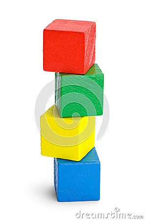 Four Wood Blocks Stacked Stock Photo