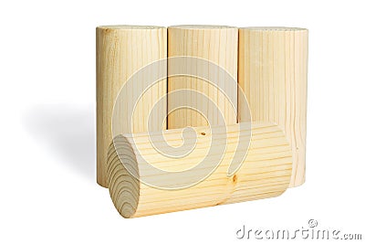 Four Wooden Cylindrical Blocks Stock Photo