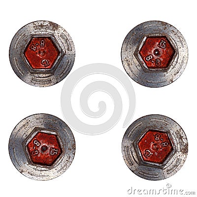 Four wrench bolt heads Stock Photo