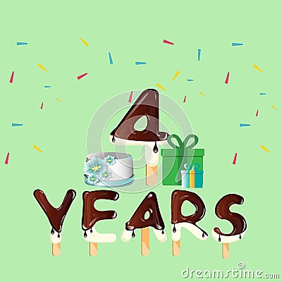 Four years anniversary celebration card Vector Illustration