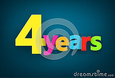 Four years paper sign. Vector Illustration