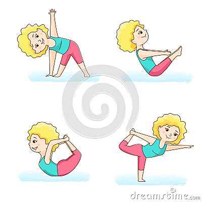 Four yoga poses Vector Illustration