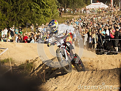 Fourcross biker race, winner - Tomas Slavik on the final round - editorial Editorial Stock Photo