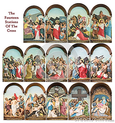 Fourteen Stations Of The Cross Stock Photo