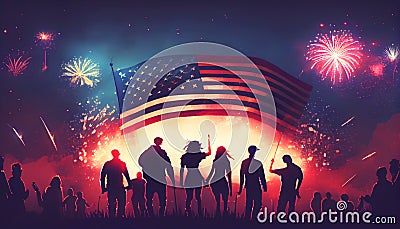 Fourth of July Celebration firework display Independence day Stock Photo