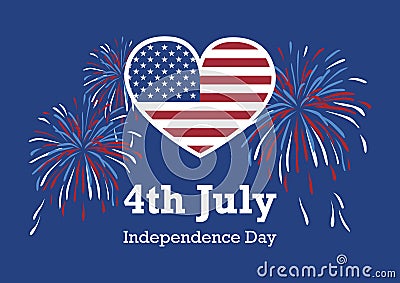 USA Independence Day American flag heart vector Vector Illustration