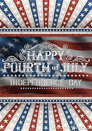 Fourth of July Greeting Card Vector Illustration