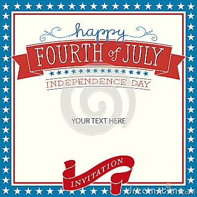 Fourth of July Invitation Vector Illustration