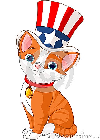 Fourth of July kitten Vector Illustration
