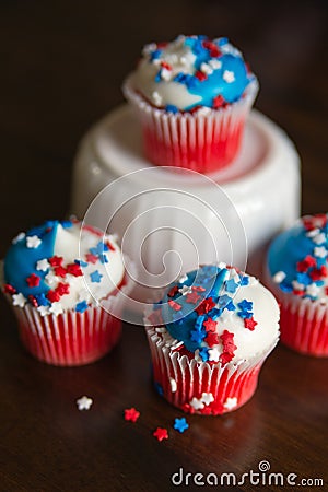 Fourth of July Star Cupcakes Stock Photo