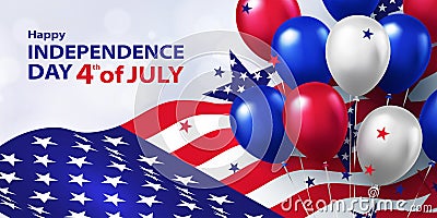 Fourth of July. 4th of July holiday banner. USA Independence Day background Vector Illustration
