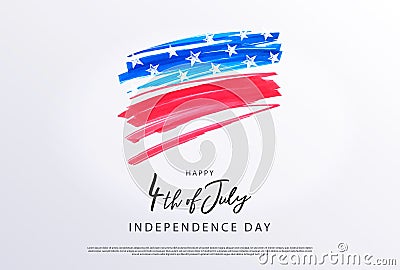 Fourth of July. 4th of July holiday banner. Stylized image of the American flag, drawn by markers. Vector Illustration