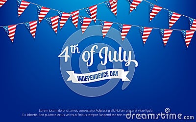 Fourth of July. 4th of July holiday banner. USA Independence Day banner for sale, discount, advertisement, web etc. Vector Illustration