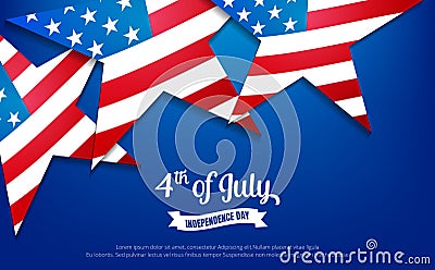 Fourth of July. 4th of July holiday banner. USA Independence Day banner for sale, discount, advertisement, web etc. Vector Illustration