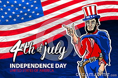 Fourth of July USA Independence Day greeting card. 4 th of July. United States of America celebration wallpaper. national holiday Vector Illustration