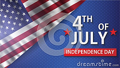 Fourth Of July vector realistic greeting card. Happy independence day United State Of America. Banner , poster template Vector Illustration