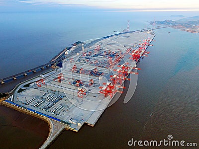 The fourth phase project of Yangshan Deep Water Port in Shanghai Stock Photo