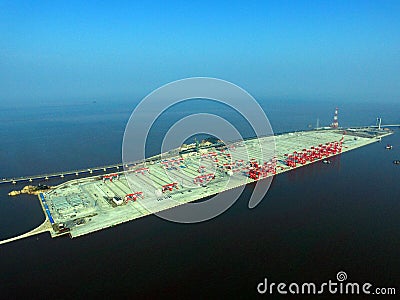 The fourth phase project of Yangshan Deep Water Port in Shanghai Stock Photo