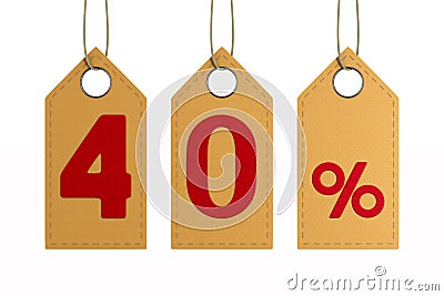 Fourty percent on white background. Isolated 3D illustration Cartoon Illustration