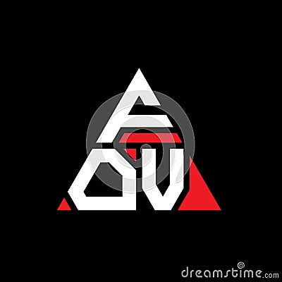 FOV triangle letter logo design with triangle shape. FOV triangle logo design monogram. FOV triangle vector logo template with red Vector Illustration