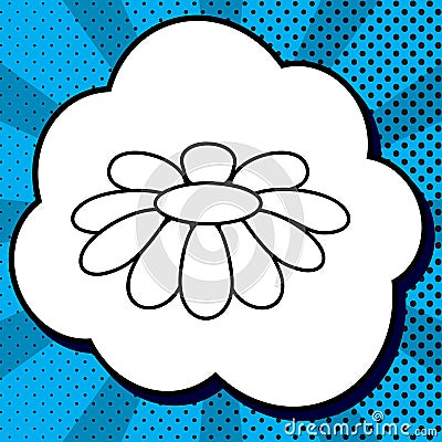 Fower Chamomile sign illustration. Vector. Black icon in bubble Vector Illustration