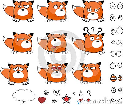 Fox baby ball expression cartoon set Vector Illustration